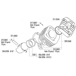 125.0008 KIT GRUPPO TERMICO KYMCO SUPER 8 50 2T ARIA D.47 | POLINI