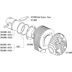 140.0080 KIT GRUPPO TERMICO VESPA 125 PX-TS E SPRINT VELOCE D.63 | POLINI