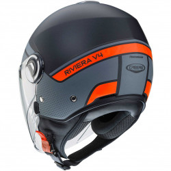 CASCO JET RIVIERA V4 ELITE NERO OPACO ANTRACITE ARANCIO | CABERG