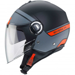 CASCO JET RIVIERA V4 ELITE NERO OPACO ANTRACITE ARANCIO | CABERG