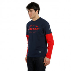 T-SHIRT PADDOCK LS BLU ROSSO LAVA | DAINESE