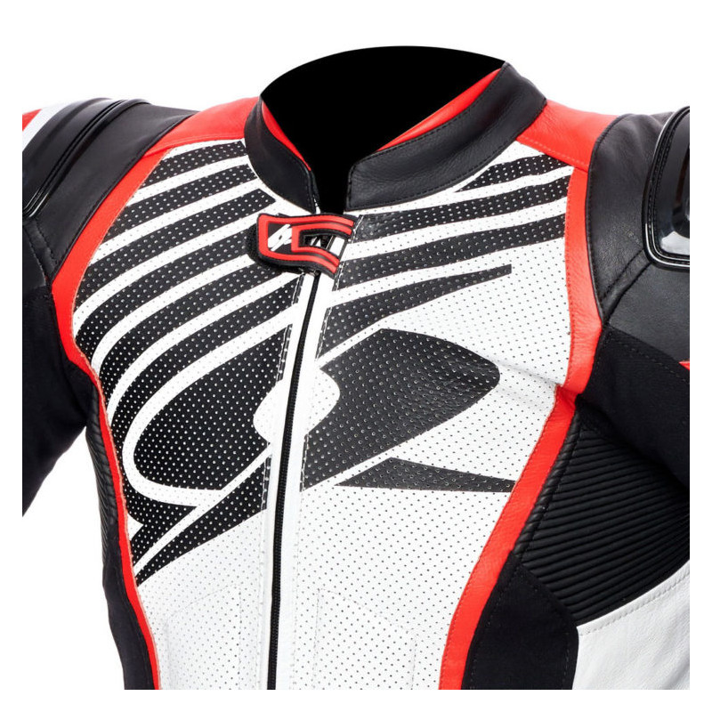 TUTA IN PELLE UOMO ARAGON RACE BLACK WHITE FLUO RED