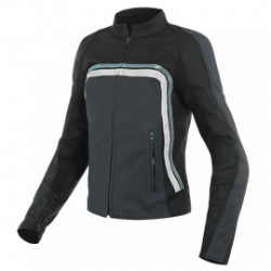 LOLA 3 LADY LEATHER JACKET BLACK EBONY N ATLANTIC GLACIER GRAY | DAINESE