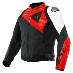 GIACCA PELLE SPORTIVA BLACK-MATT LAVA-RED WHITE | DAINESE