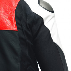 GIACCA PELLE SPORTIVA BLACK-MATT LAVA-RED WHITE | DAINESE