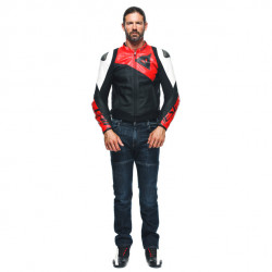 GIACCA PELLE SPORTIVA BLACK-MATT LAVA-RED WHITE | DAINESE