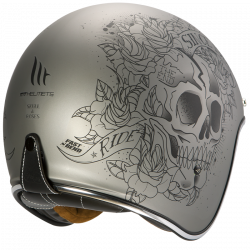 CASCO JET LE MANS 2 SV SKULL & ROSES  A2 MATT GREY | MT HELMETS