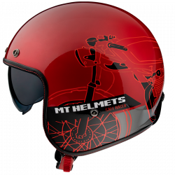 CASCO JET LE MANS 2 SV CAFE RACER B5 ROJO MATE | MT HELMETS