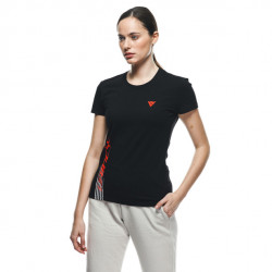 DAINESE T-SHIRT LOGO LADY BLACK FLUO-RED | DAINESE