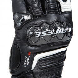 CARBON 4 LONG LADY LEATHER GLOVES BLACK BLACK WHITE | DAINESE