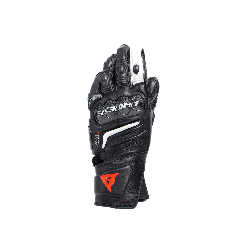 CARBON 4 LONG LADY LEATHER GLOVES BLACK BLACK WHITE | DAINESE