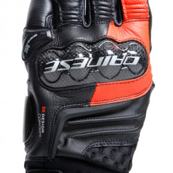 CARBON 4 SHORT LEATHER GLOVES BLACK FLUO-RED | DAINESE