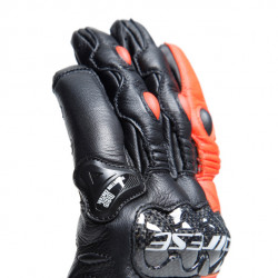 CARBON 4 SHORT LEATHER GLOVES BLACK FLUO-RED | DAINESE