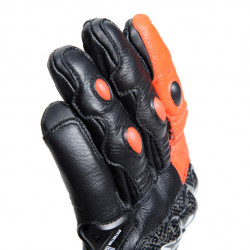 CARBON 4 SHORT LEATHER GLOVES BLACK FLUO-RED | DAINESE