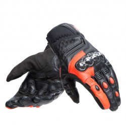 CARBON 4 SHORT LEATHER GLOVES BLACK FLUO-RED | DAINESE