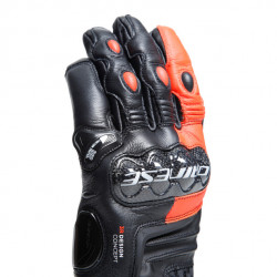 CARBON 4 SHORT LEATHER GLOVES BLACK FLUO-RED | DAINESE