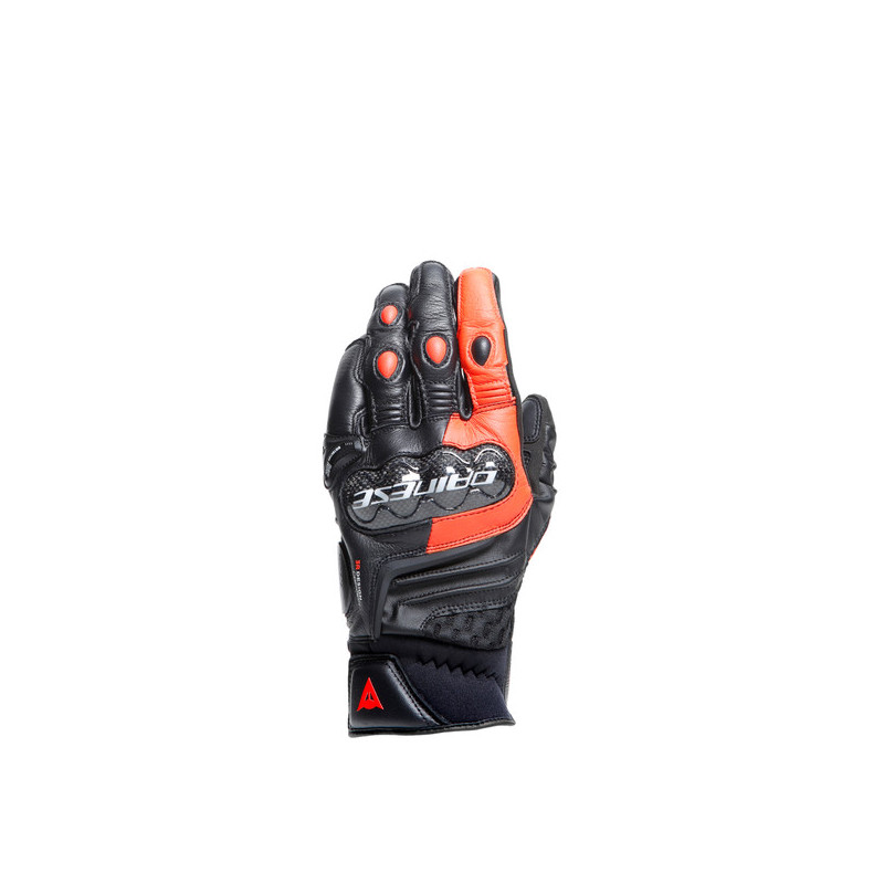 CARBON 4 SHORT LEATHER GLOVES BLACK FLUO-RED | DAINESE