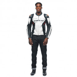 RACING 4 LEATHER JACKET WHITE BLACK | DAINESE