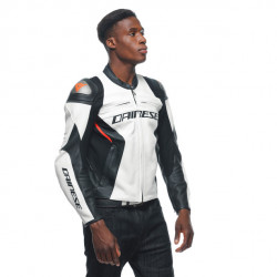 RACING 4 LEATHER JACKET WHITE BLACK | DAINESE