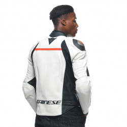 RACING 4 LEATHER JACKET WHITE BLACK | DAINESE