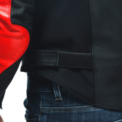 SPORTIVA LEATHER JACKET PERF. BLACK-MATT LAVA-RED WHITE | DAINESE