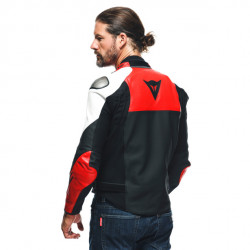 SPORTIVA LEATHER JACKET PERF. BLACK-MATT LAVA-RED WHITE | DAINESE