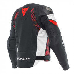 AVRO 5 LEATHER JACKET BLACK RED-LAVA WHITE | DAINESE