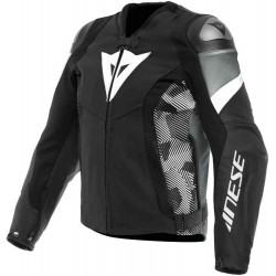 AVRO 5 LEATHER JACKET BLACK WHITE ANTHRACITE | DAINESE