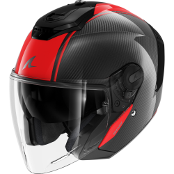 CASCO RS JET CARBON BLANK CARBON RED CARBON | SHARK HELMETS