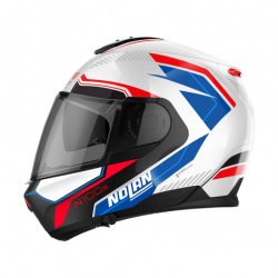 CASCO MODULARE N100-6 SURVEYOR N-COM 024 METAL WHITE BLUE - RED - BLACK METAL BLACK  | NOLAN