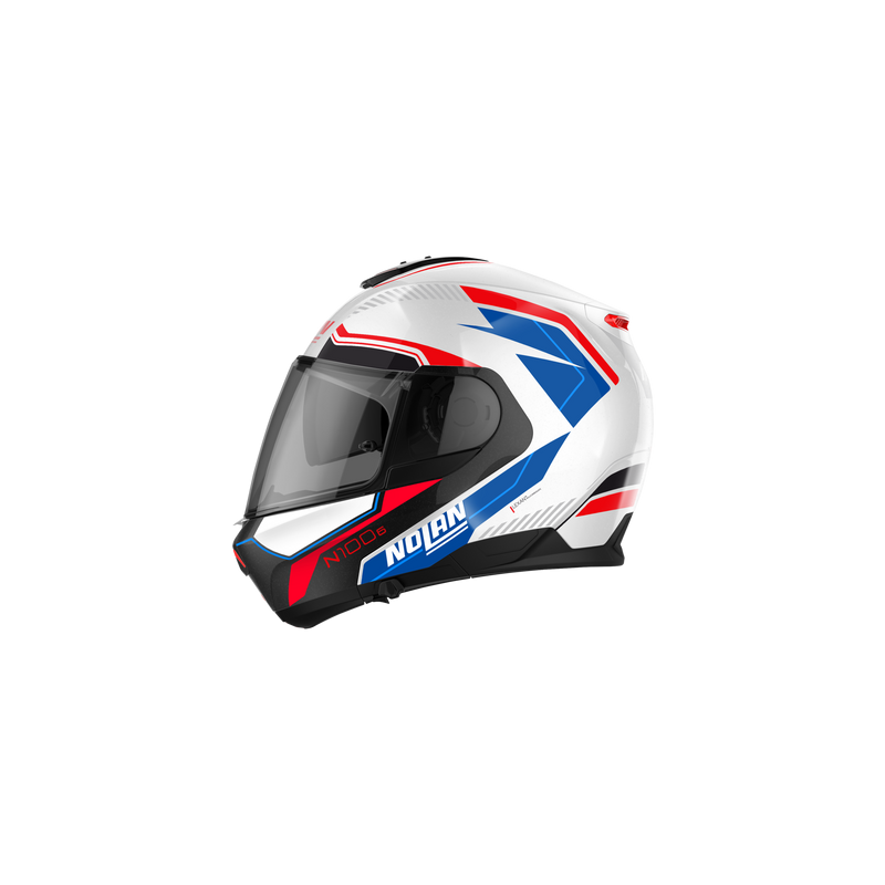 CASCO MODULARE N100-6 SURVEYOR N-COM 024 METAL WHITE BLUE - RED - BLACK METAL BLACK  | NOLAN