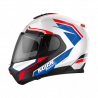 CASCO MODULARE N100-6 SURVEYOR N-COM 024 METAL WHITE BLUE - RED - BLACK METAL BLACK  | NOLAN