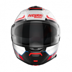 CASCO MODULARE N100-6 SURVEYOR N-COM 024 METAL WHITE BLUE - RED - BLACK METAL BLACK  | NOLAN