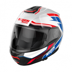 CASCO MODULARE N100-6 SURVEYOR N-COM 024 METAL WHITE BLUE - RED - BLACK METAL BLACK  | NOLAN