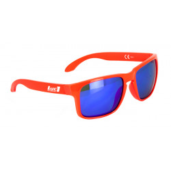 OCCHIALI DA SOLE ROSSO FLUO LUC1 LENTI A SPECCHIO BLU CAT 3 - CE 100% UV PROT | LUC1