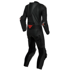 TUTA DA MOTO ADRIA PELLE 1 PZ PERF. BLACK/BLACK/RED FLUO | DAINESE