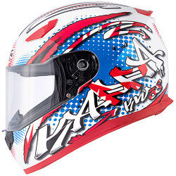 CASCO INTEGRALE KV38 HOUSTON SPRAY BIANCO LUCIDO  BLU  R...