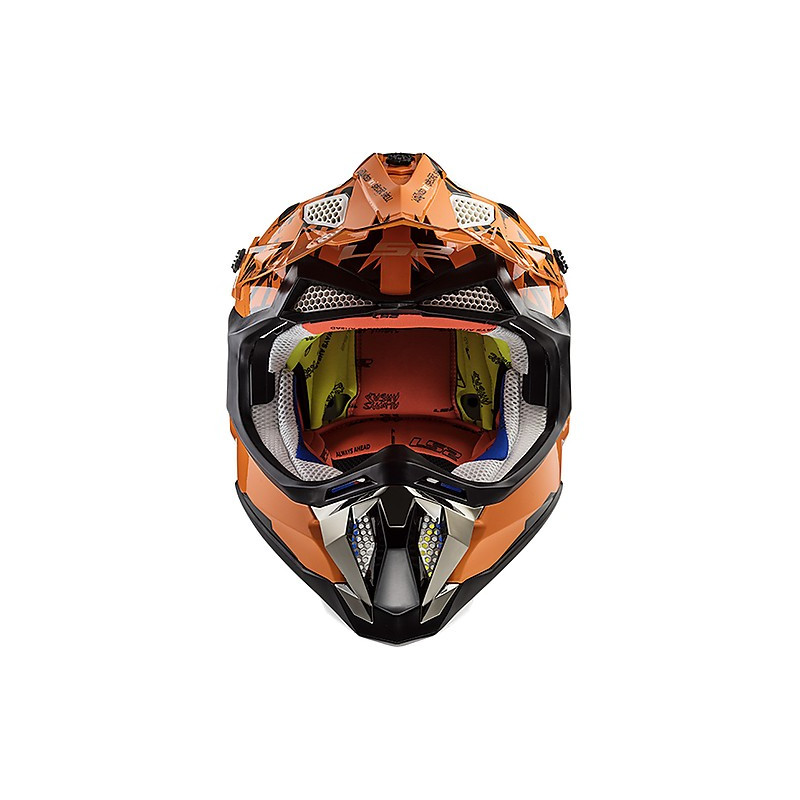 CASCO MOTOCROSS LS2 MX470 SUBVERTER EMPEROR BLACK ORANGE Taglia Int S